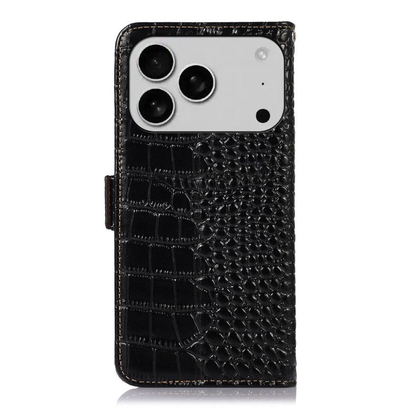 Housse iPhone 17 Pro Max Cuir Texture Crocodile