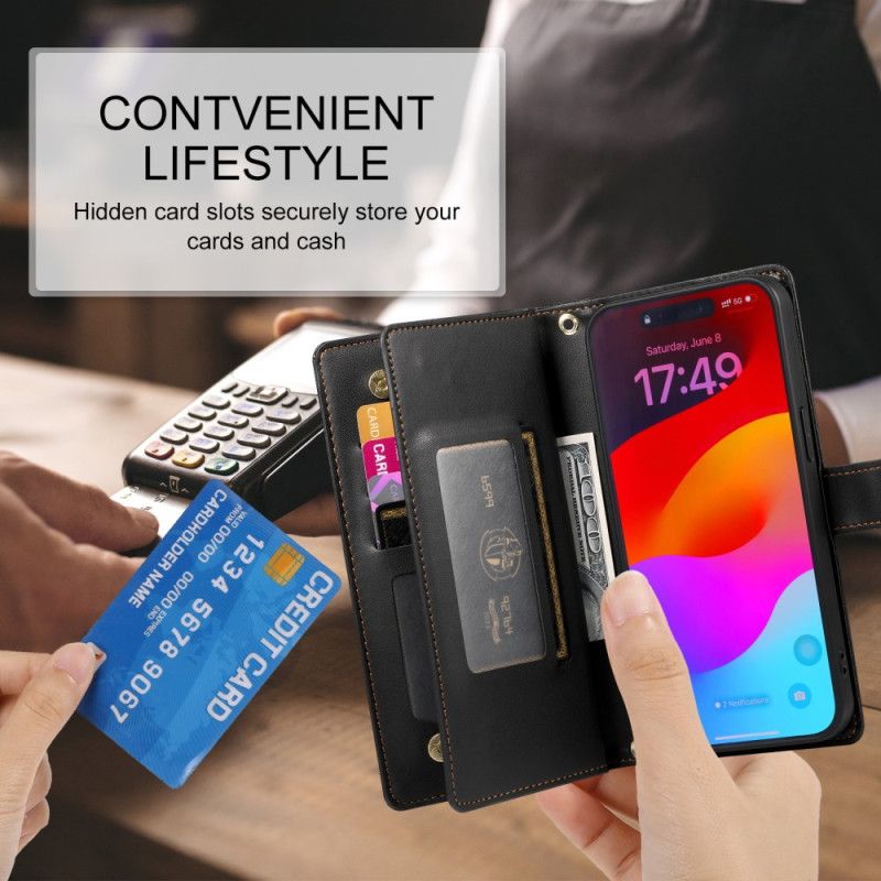 Housse iPhone 17 Pro Max Portefeuille avec Poche Zippée