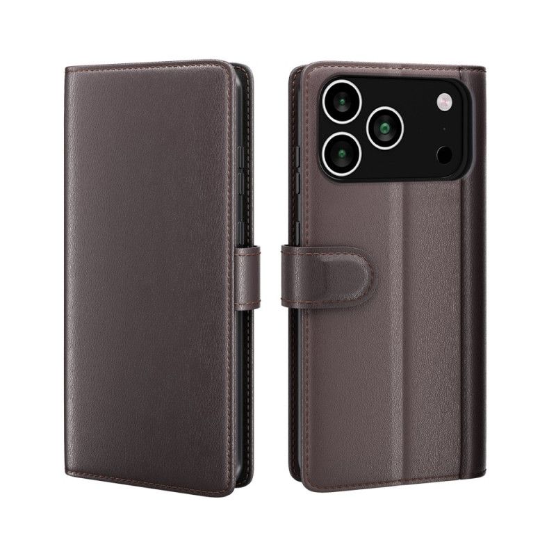 Housse iPhone 17 Pro Portefeuille Cuir Véritable