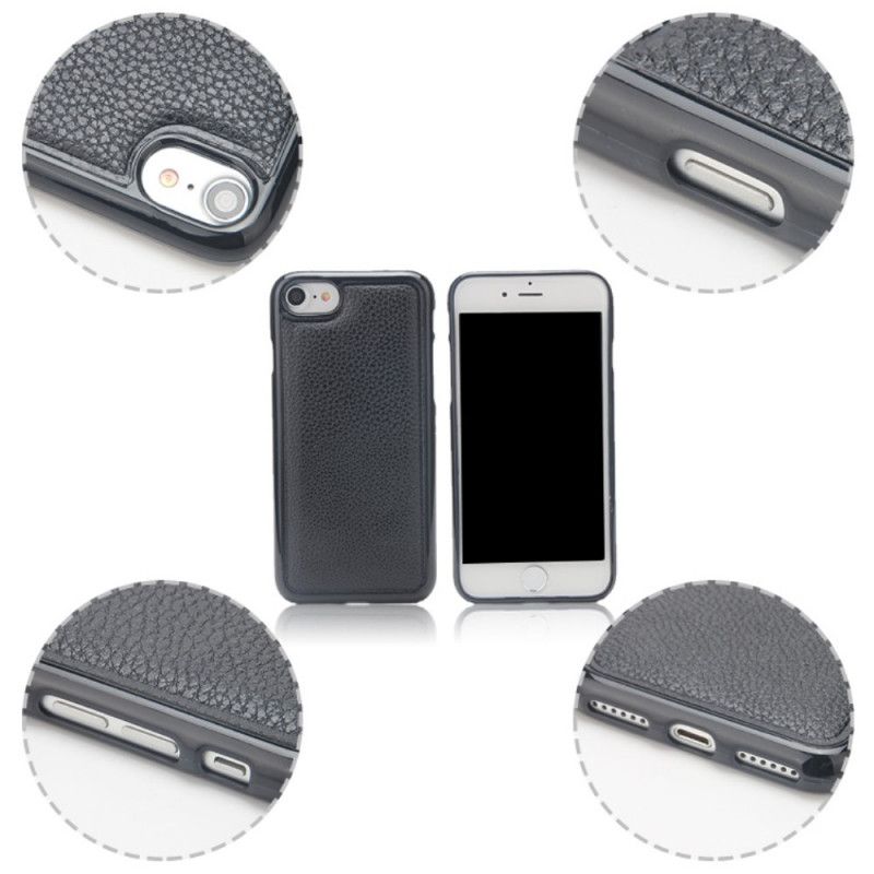 Housse iPhone Se 2 / 8 / 7 Effet Cuir Litchi Coque Détachable