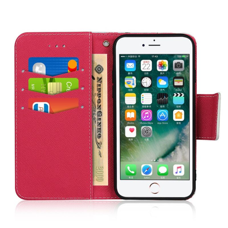 Housse iPhone Se 2 / 8 / 7 Fleurettes À Lanière