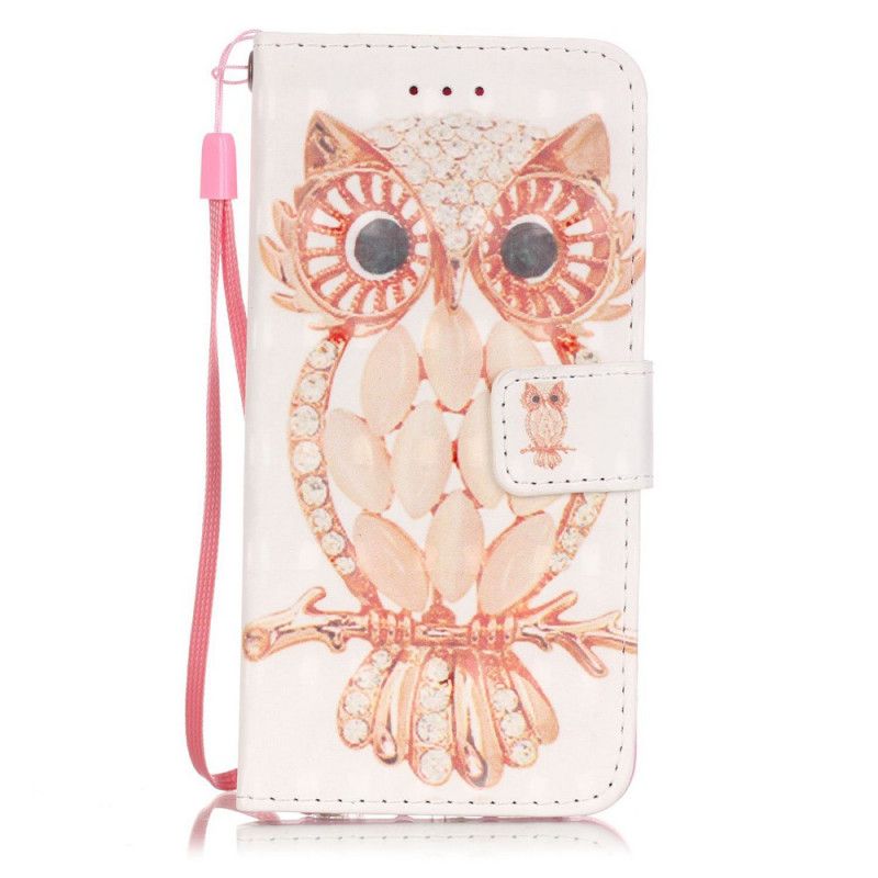 Étui Housse iPhone Se 2 / 8 / 7 Hibou Aquarelle À Lanière