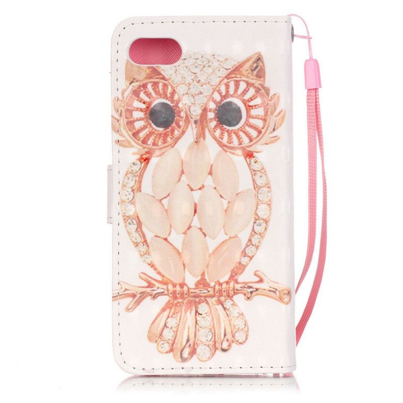 Étui Housse iPhone Se 2 / 8 / 7 Hibou Aquarelle À Lanière