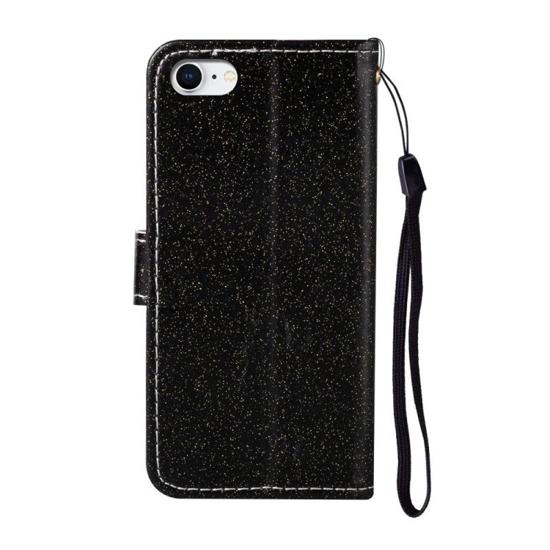 Housse iPhone Se 2 /8 /7 Paillettes Et Breloque Fleur