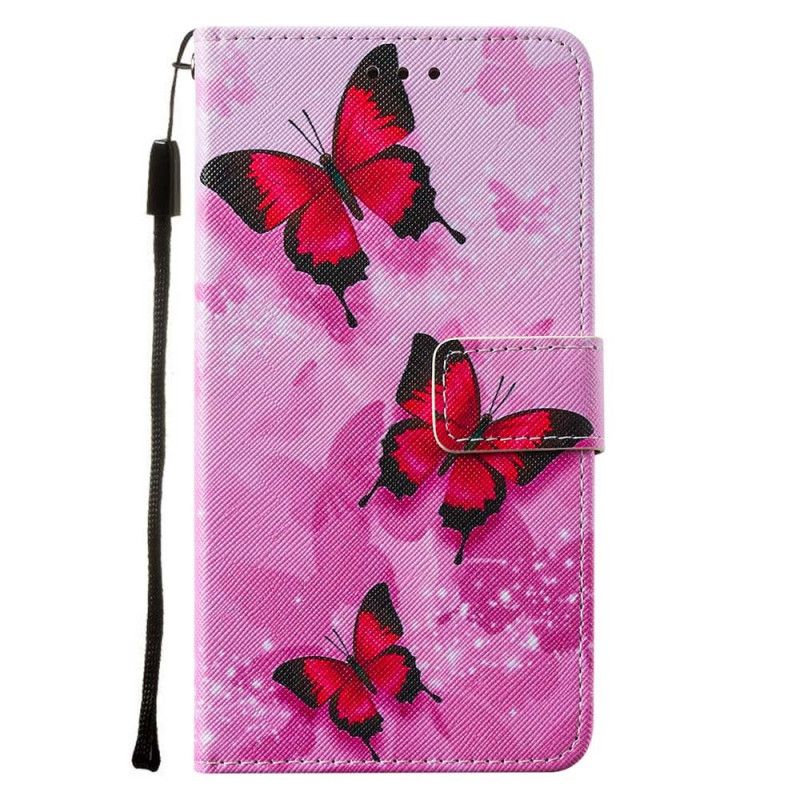 Housse iPhone Se 2 / 8 / 7 Simili Cuir Texturé Papillons