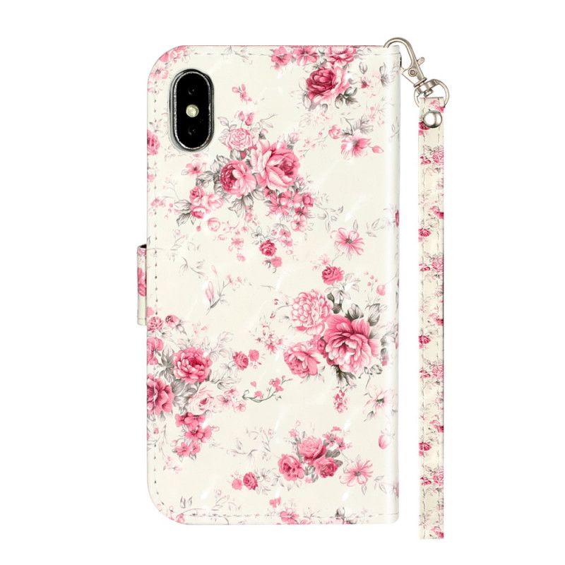 Étui Housse iPhone X / Xs Fleurs Light Spots À Lanière