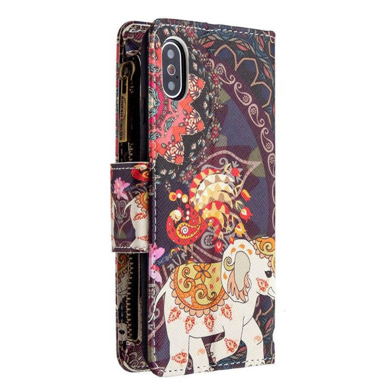 Housse iPhone X / Xs Poche Zippée Éléphant