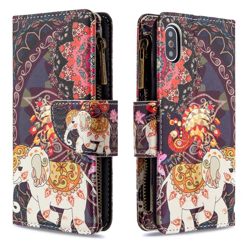 Housse iPhone X / Xs Poche Zippée Éléphant