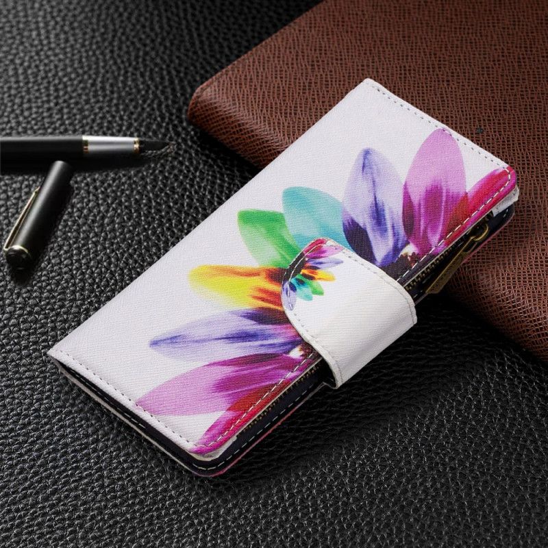 Housse iPhone X / Xs Poche Zippée Fleur