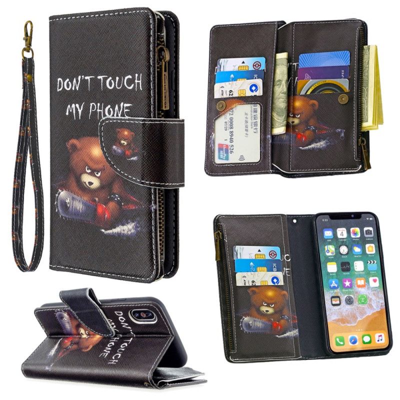 Housse iPhone X / Xs Poche Zippée Ours