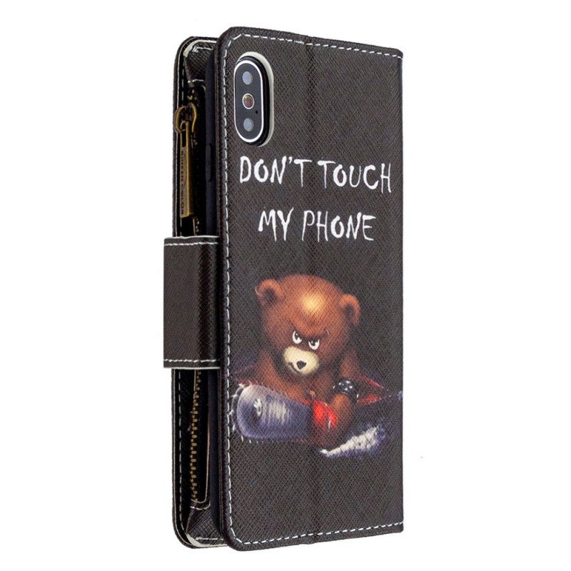 Housse iPhone X / Xs Poche Zippée Ours