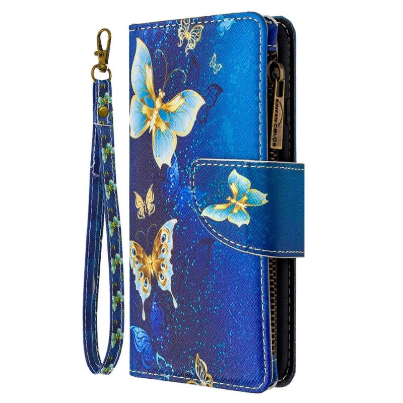 Housse iPhone X / Xs Poche Zippée Papillons