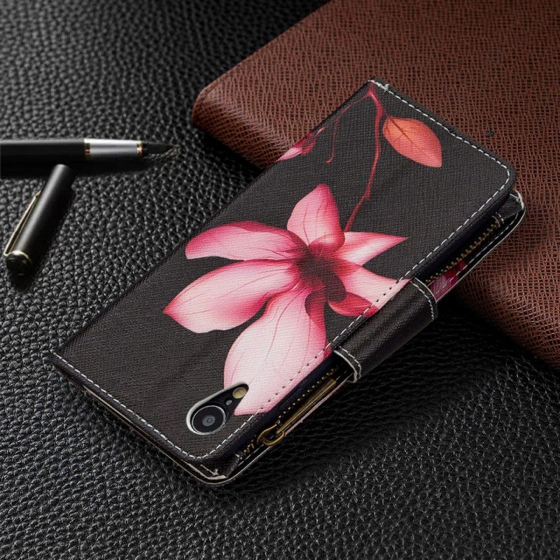 Housse iPhone Xr Poche Zippée Fleur