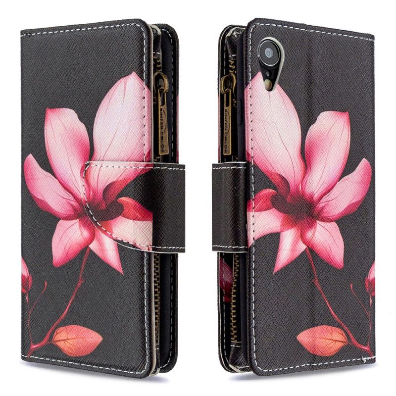 Housse iPhone Xr Poche Zippée Fleur