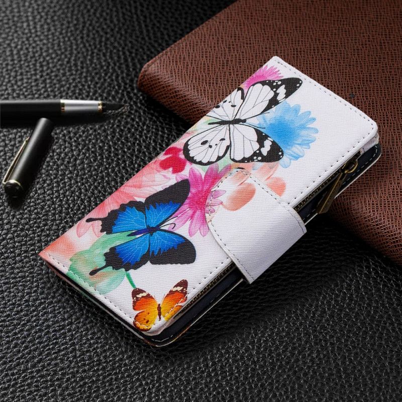 Housse iPhone Xr Poche Zippée Papillons