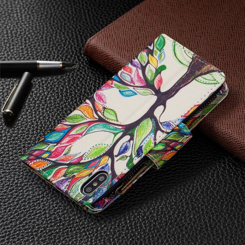 Housse iPhone Xs Max Poche Zippée Arbre