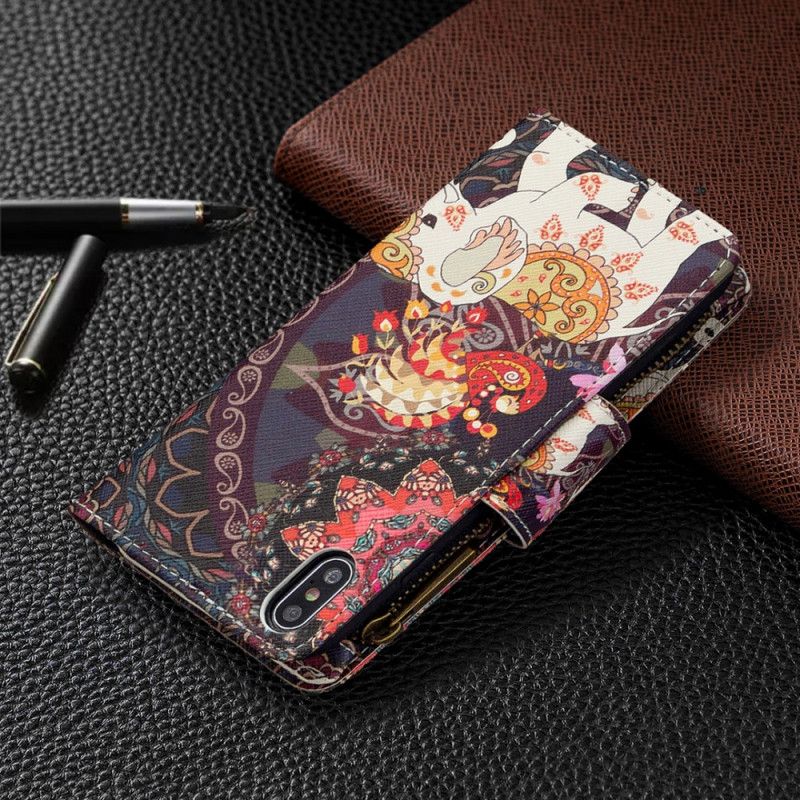 Housse iPhone Xs Max Poche Zippée Éléphant