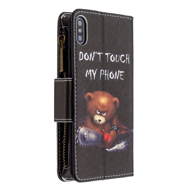 Housse iPhone Xs Max Poche Zippée Ours