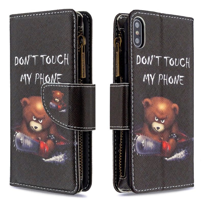 Housse iPhone Xs Max Poche Zippée Ours