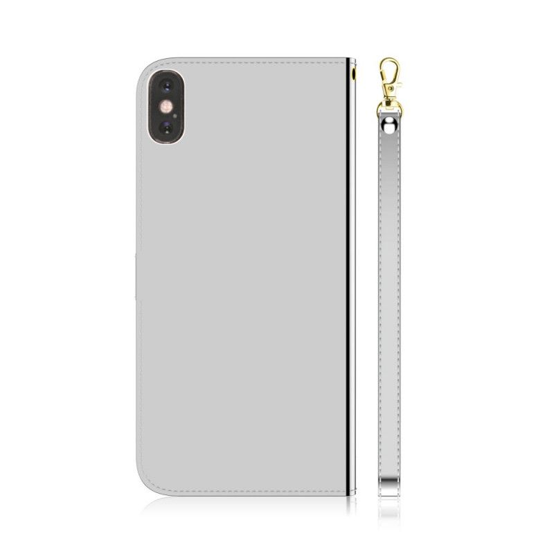 Housse iPhone Xs Max Simili Cuir Couverture Miroir