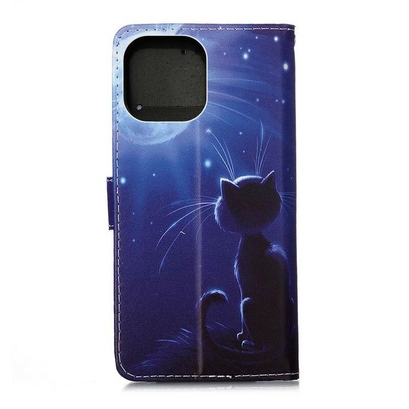 Housse Pour iPhone 13 Mini Chat Au Clair De Lune