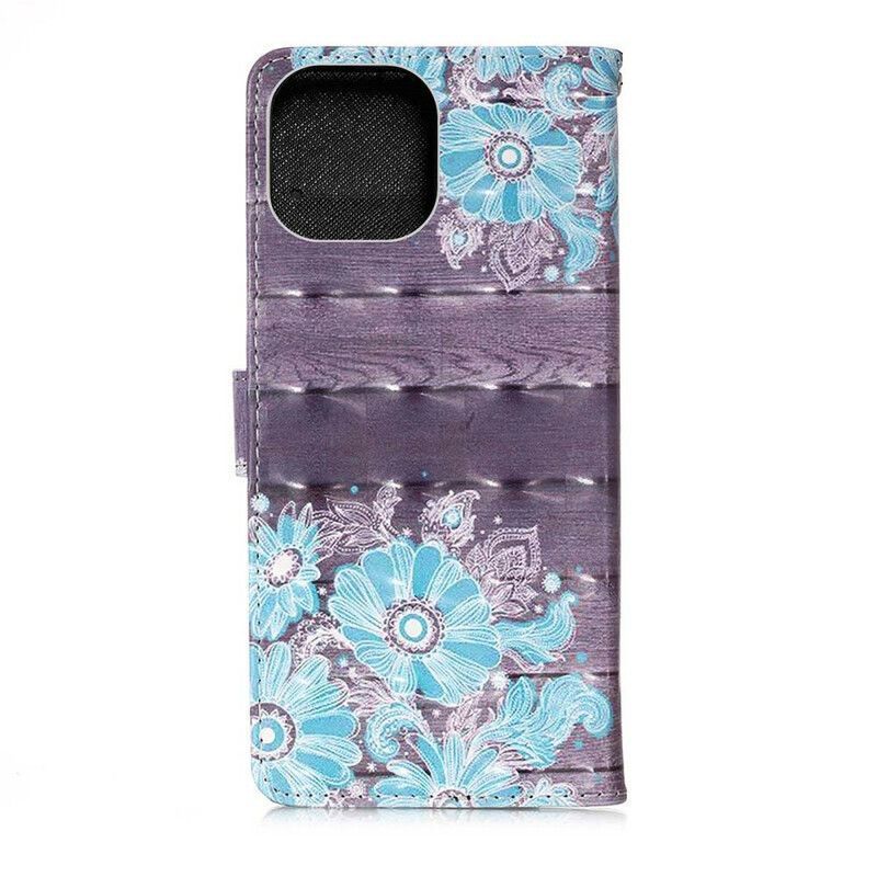 Housse Pour iPhone 13 Mini Fleurs Bleues