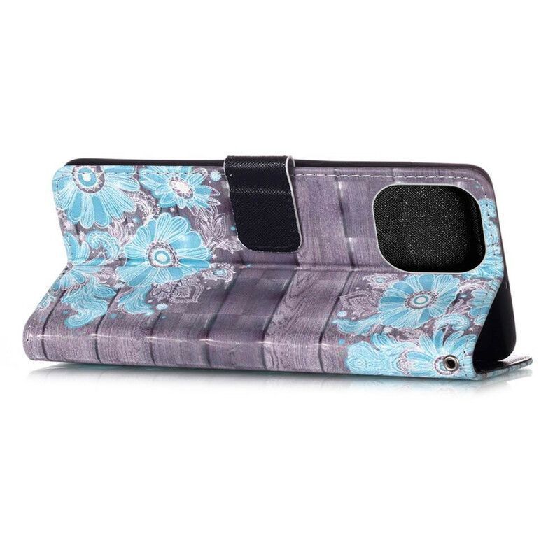 Housse Pour iPhone 13 Mini Fleurs Bleues