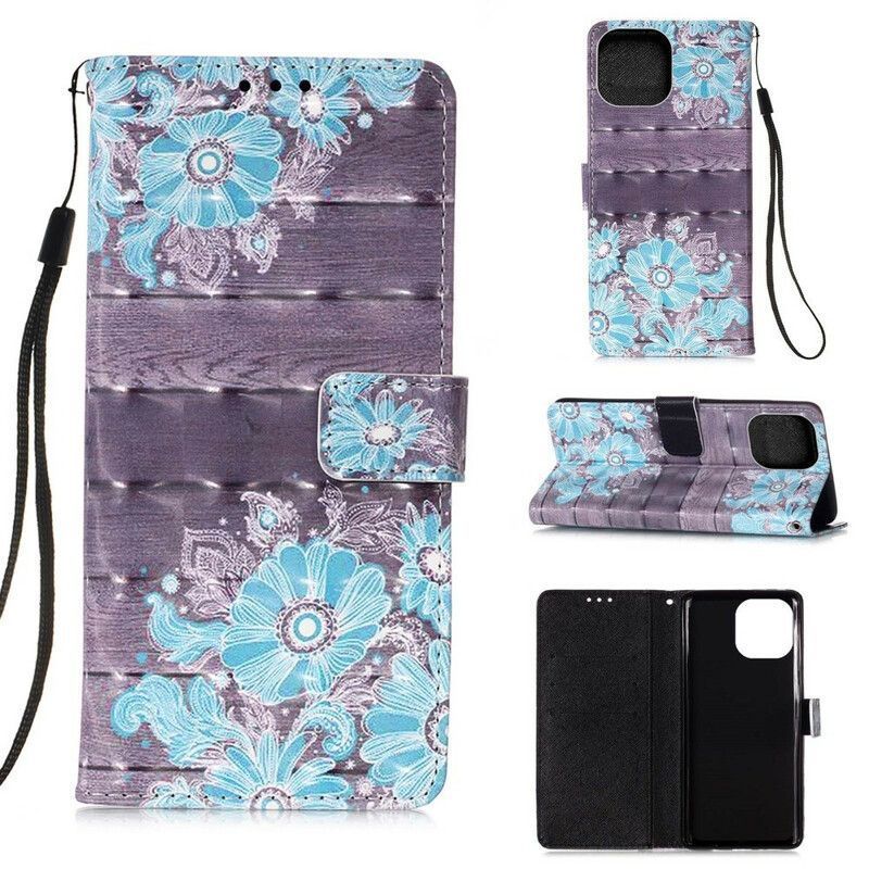 Housse Pour iPhone 13 Mini Fleurs Bleues