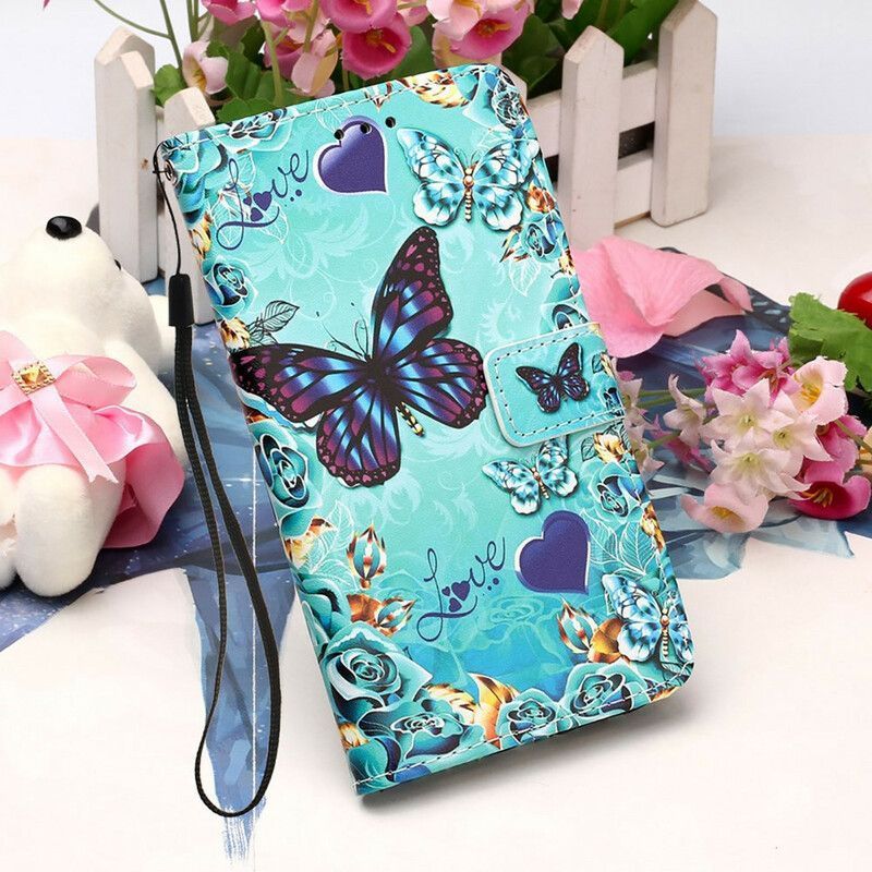 Housse Pour iPhone 13 Mini Love Butterflies À Lanière