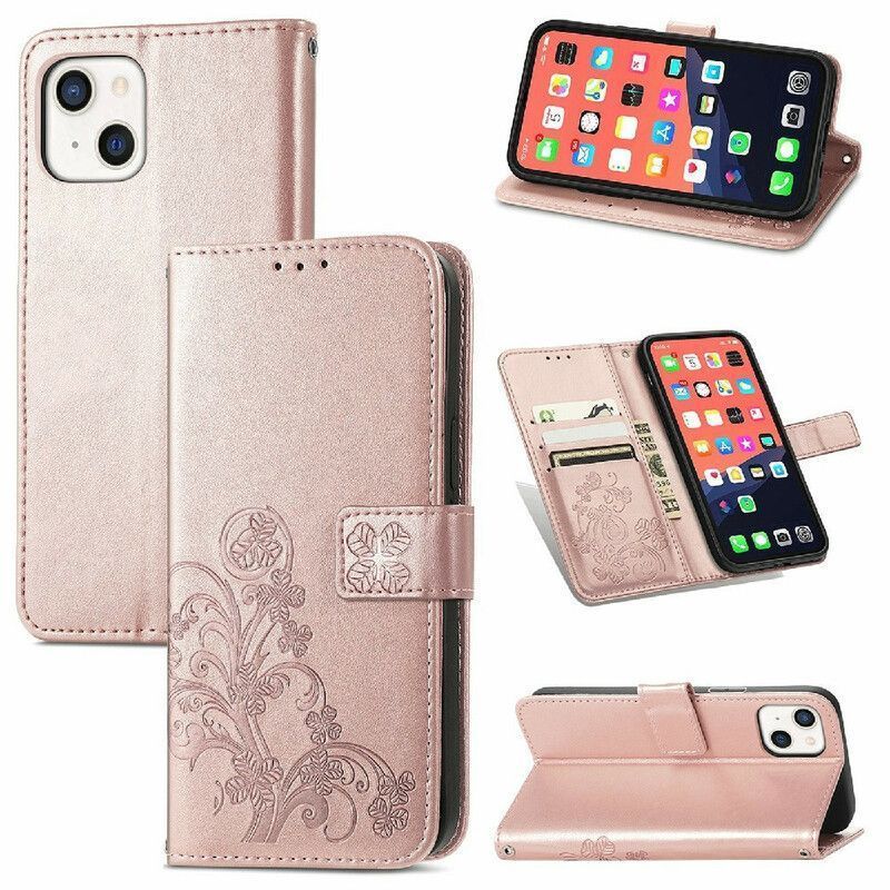 Housse Pour iPhone 13 Mini Papillons Et Fleurs À Lanière