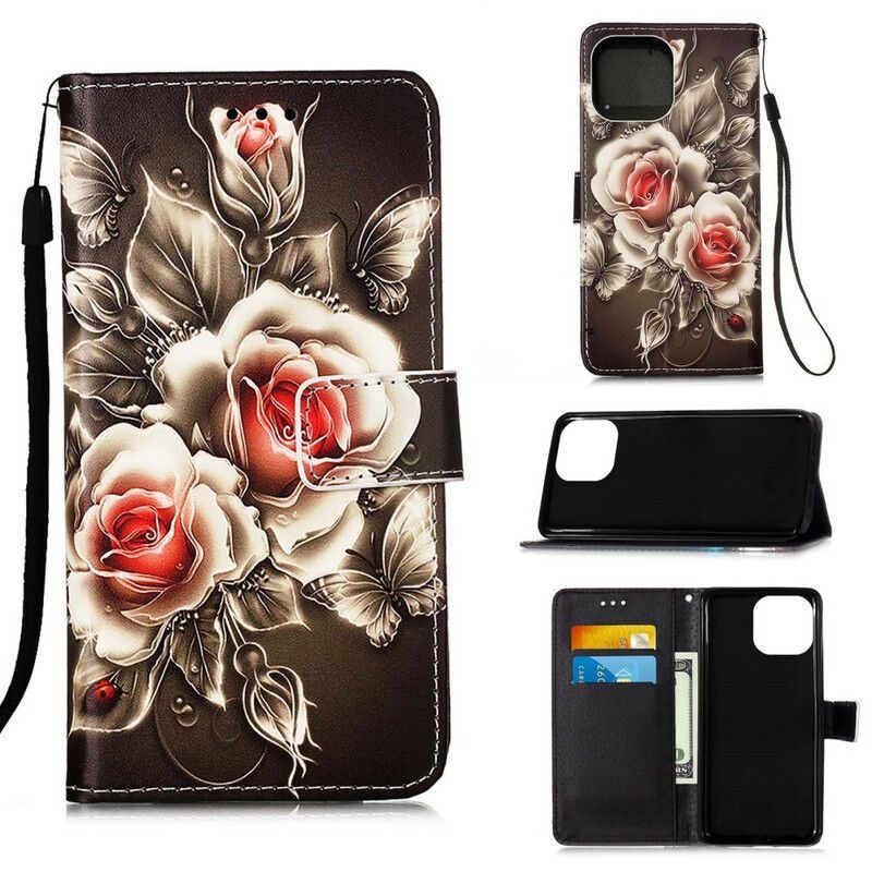 Housse Pour iPhone 13 Mini Roses Dorées