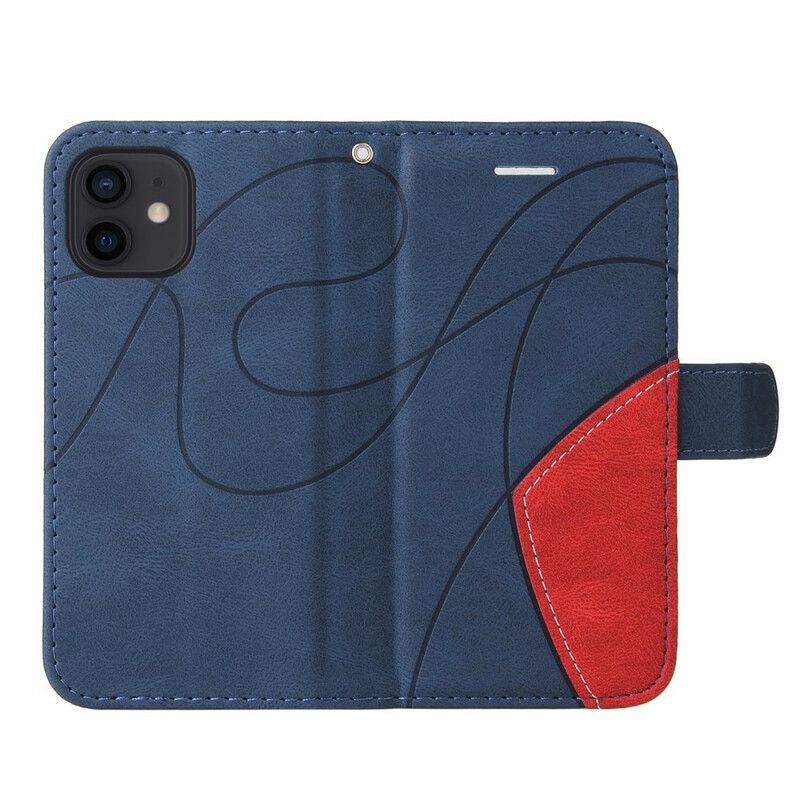 Housse Pour iPhone 13 Mini Simili Cuir Bicolore Signature