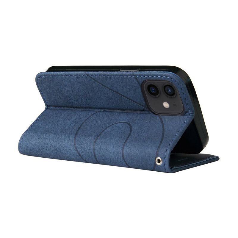 Housse Pour iPhone 13 Mini Simili Cuir Bicolore Signature