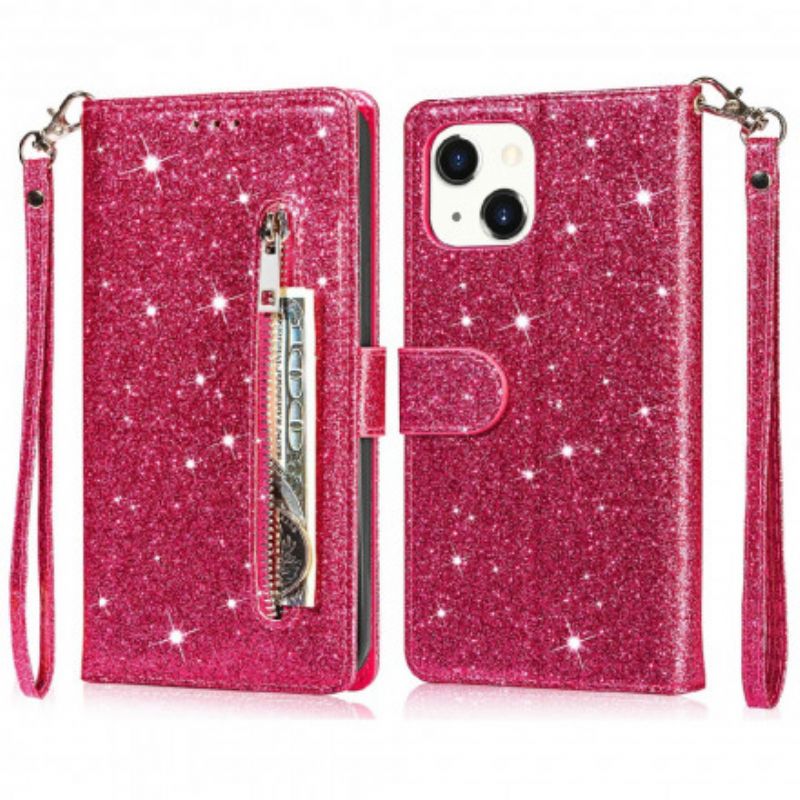 Housse Pour iPhone 13 Porte-monnaie Paillettes