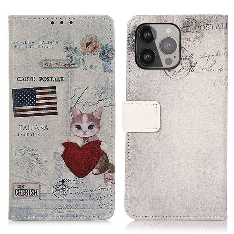 Housse Pour iPhone 13 Pro Max Chat Voyageur