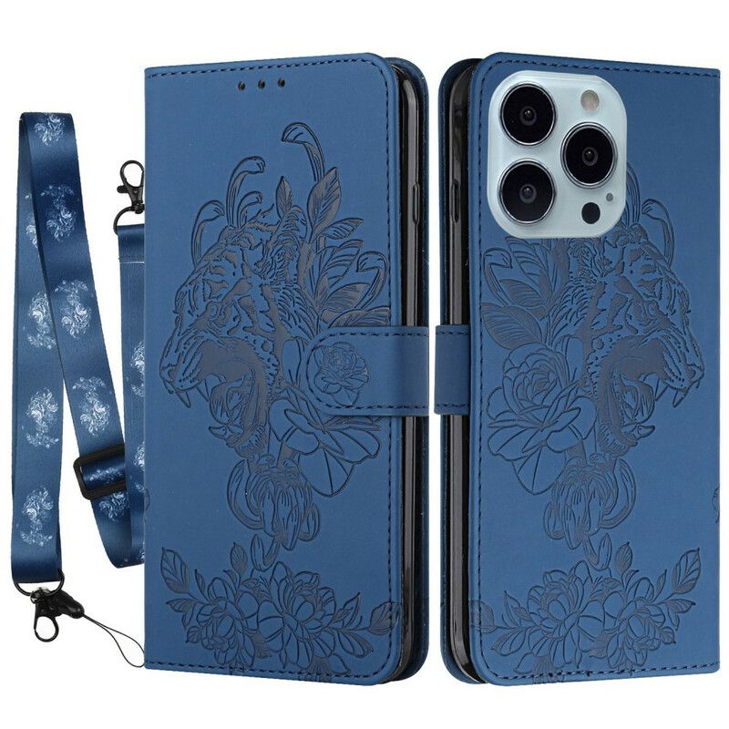 Housse Pour iPhone 13 Pro Tigre Baroque À Lanière