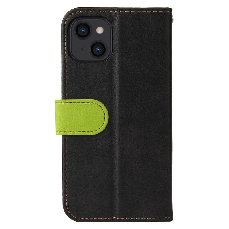 Housse Pour iPhone 13 Simili Cuir Bicolore