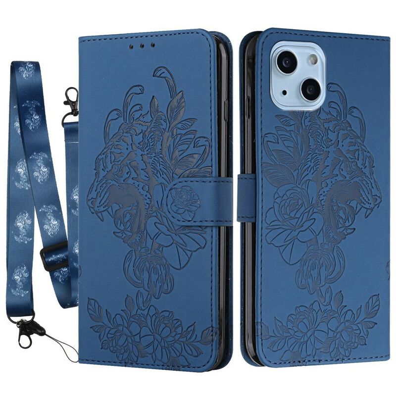 Housse Pour iPhone 13 Tigre Baroque À Lanière