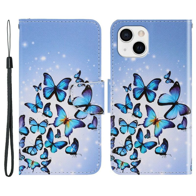 Housse Pour iPhone 13 Variations Papillons À Lanière