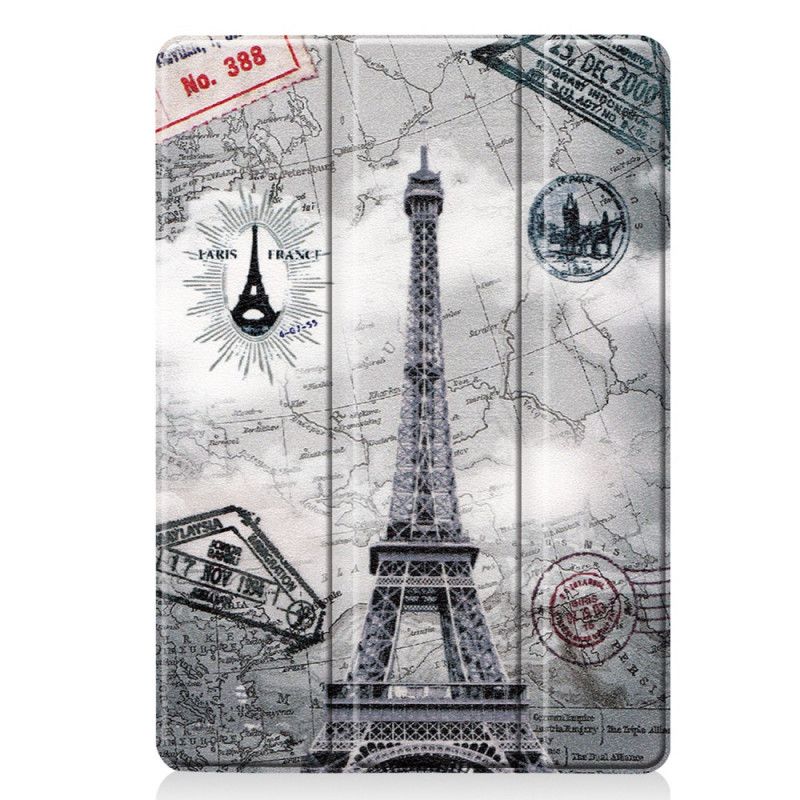 Smart Case iPad 10.2" (2019) Simili Cuir Tour Eiffel Vintage