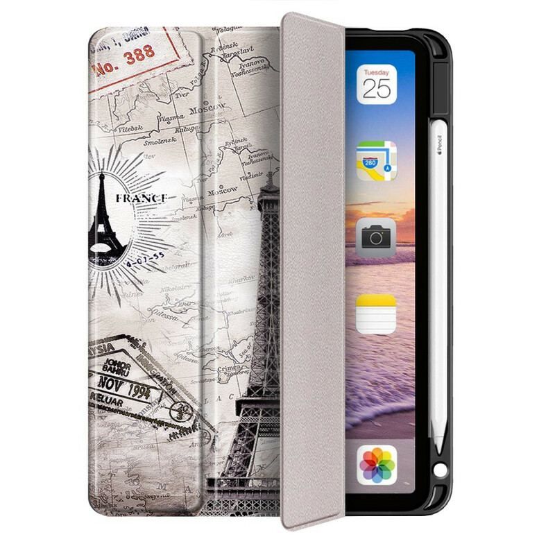 Smart Case iPad Air (2022) (2020) Tour Eiffel Rétro avec Porte-Stylet