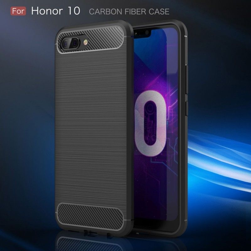 Coque Honor 10 Fibre Carbone Brossée