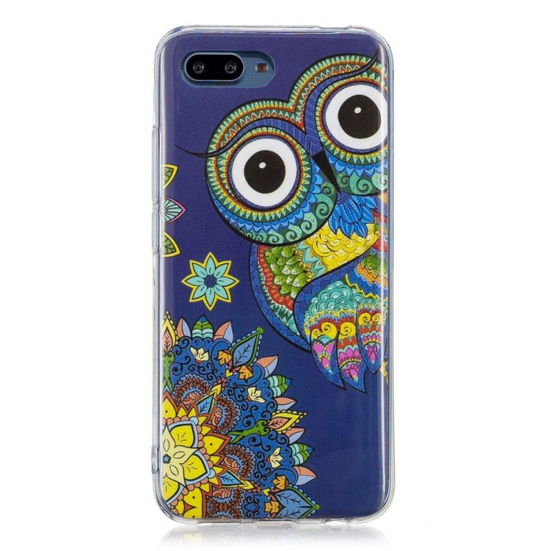 Coque Honor 10 Hibou Mandala Fluorescente