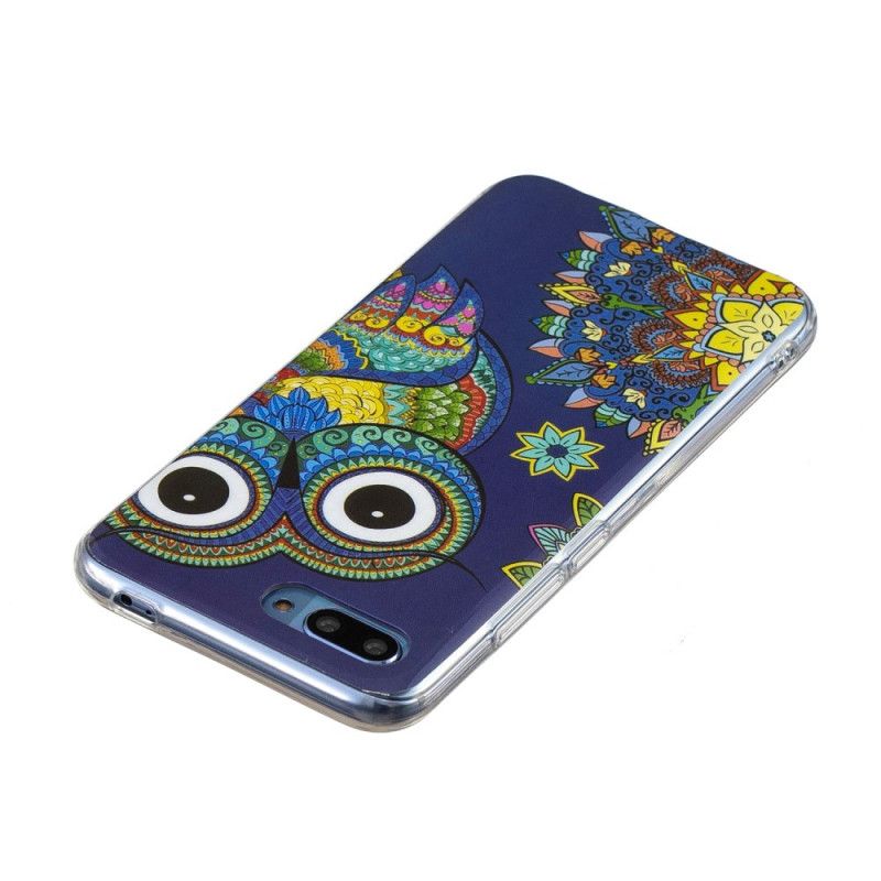 Coque Honor 10 Hibou Mandala Fluorescente