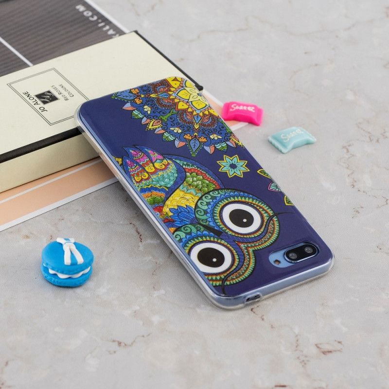 Coque Honor 10 Hibou Mandala Fluorescente