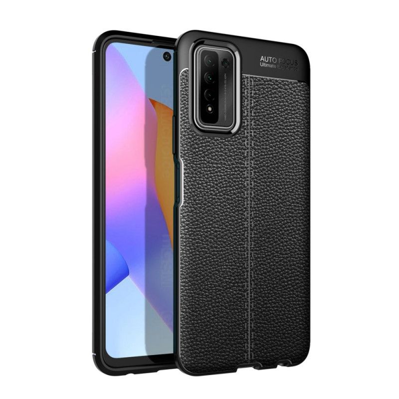 Coque Honor 10x Lite Effet Cuir Litchi Double Line