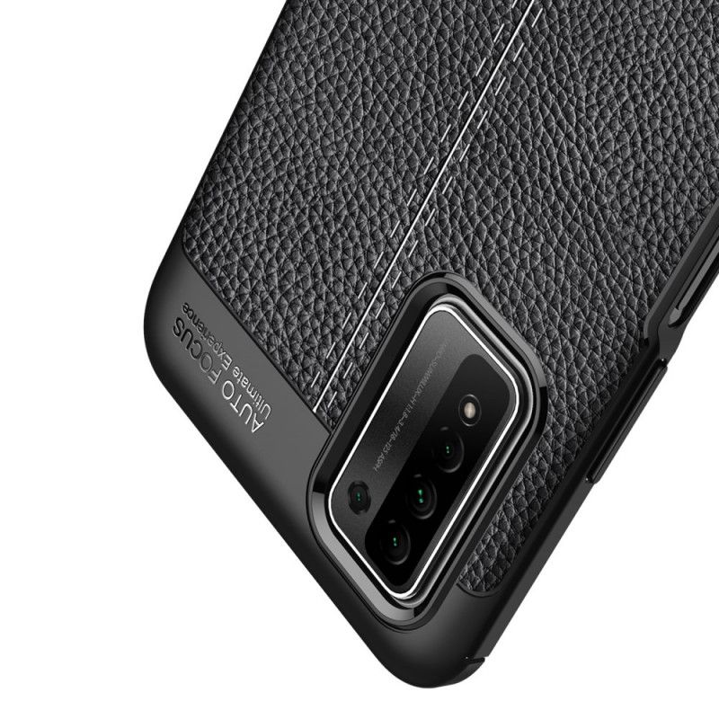 Coque Honor 10x Lite Effet Cuir Litchi Double Line