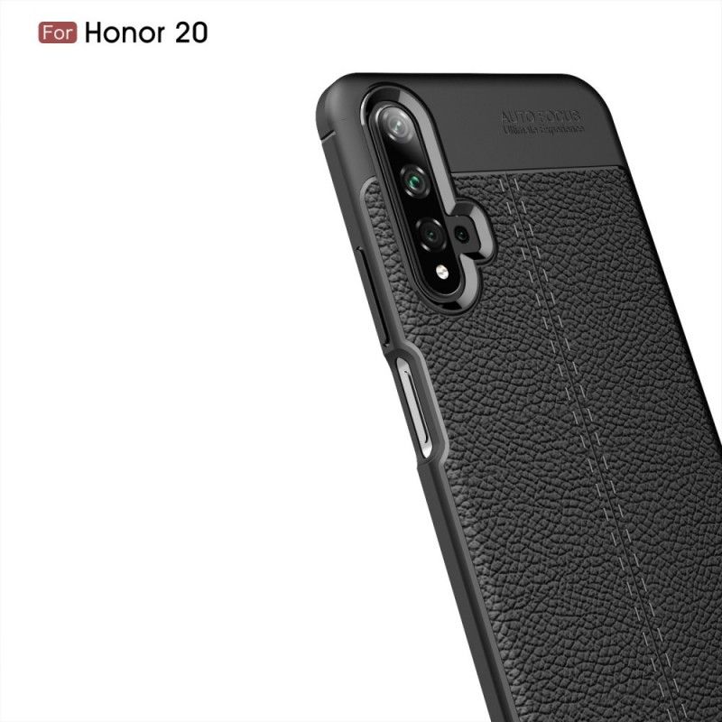 Coque Honor 20 / Huawei Nova 5t Effet Cuir Litchi Double Line