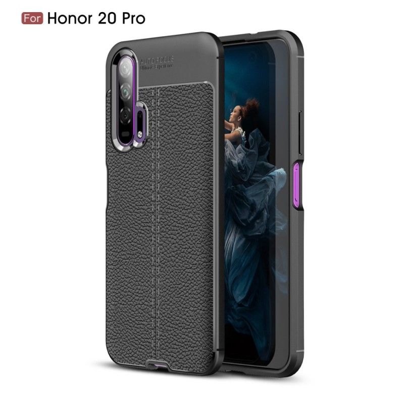 Coque Honor 20 Pro Effet Cuir Litchi Double Line