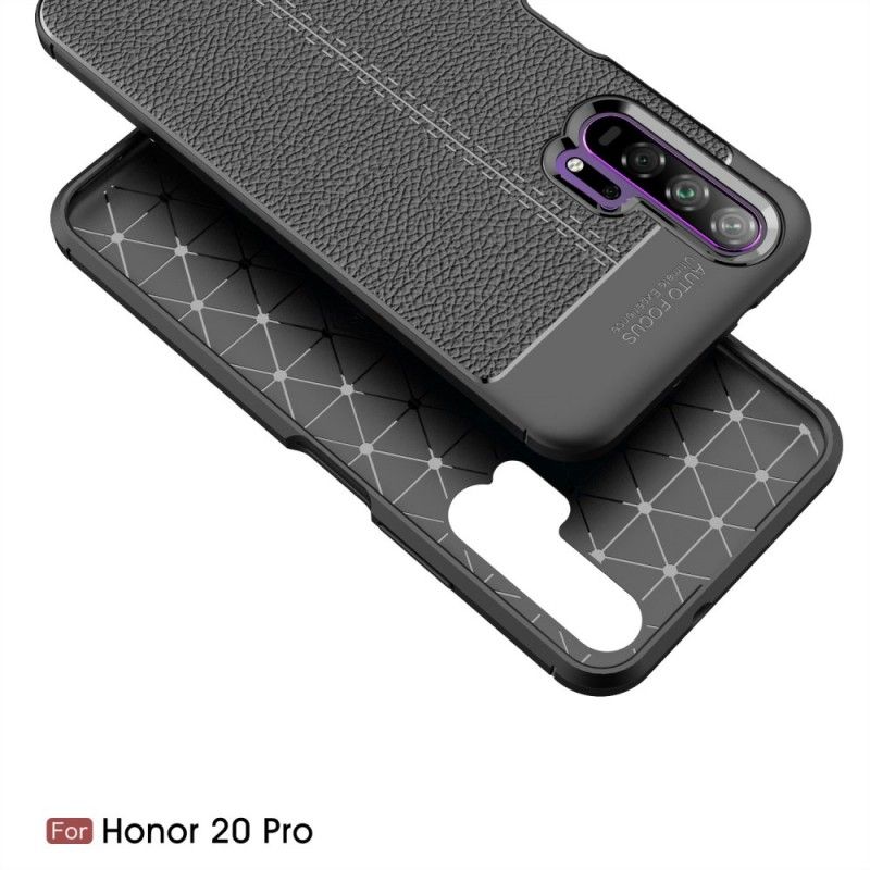 Coque Honor 20 Pro Effet Cuir Litchi Double Line